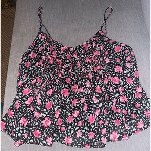 ASTR black fuschia floral camisole tank top blouse